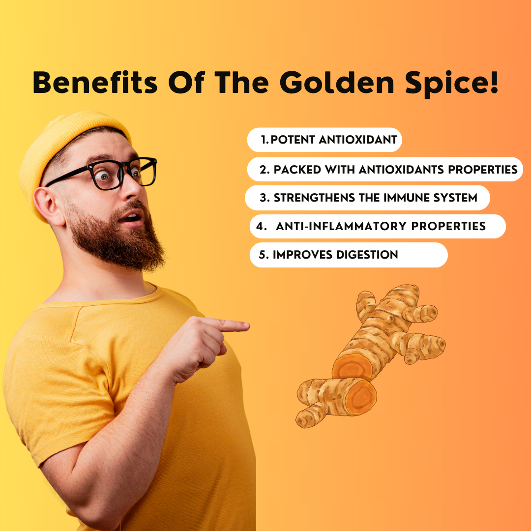 Infographic showing the health benefits of turmeric