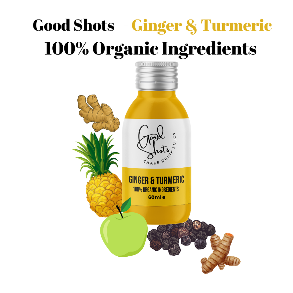 Ginger & Turmeric Shots Bottle 100% Organic Ingredients by Good Shots UK